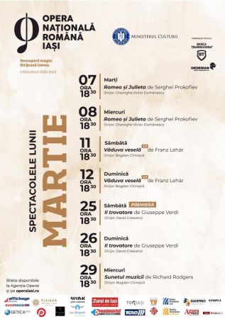 Spectacole luna martie 2023