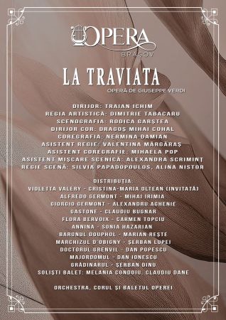 „Traviata” și „Rapsodia florilor”, la finele acestei săptămâni,  pe scena Operei Brașov