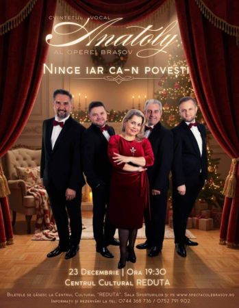 Concert extraordinar de Crăciun cu Cvintetul Vocal Anatoly – Ninge iar ca-n povești