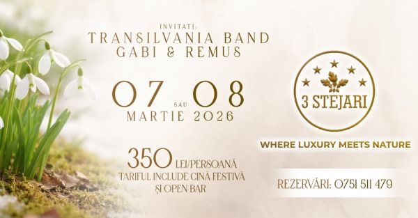 Petrecere 8 Martie Brașov 2026 Două Seri de Răsfăț la 3 Stejari