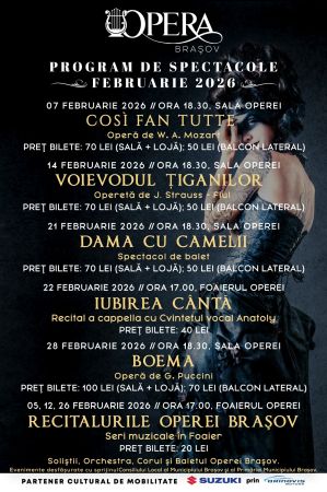 PROGRAM de SPECTACOLE – FEBRUARIE 2026