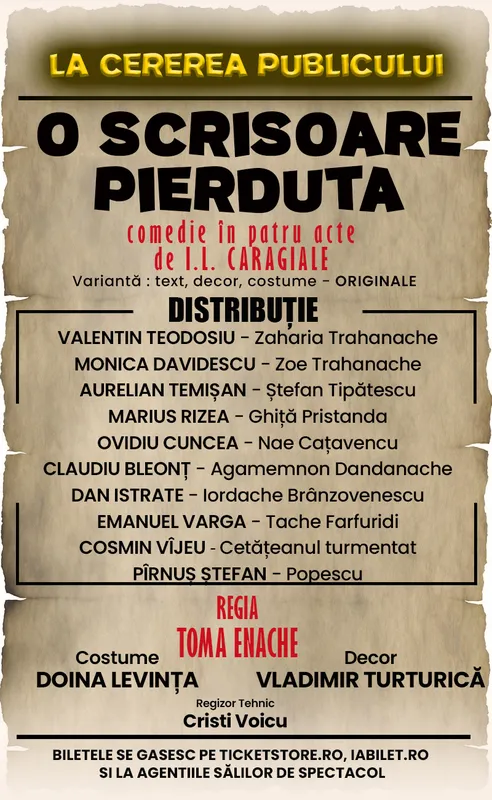 „O scrisoare pierdută” de I.L. Caragiale