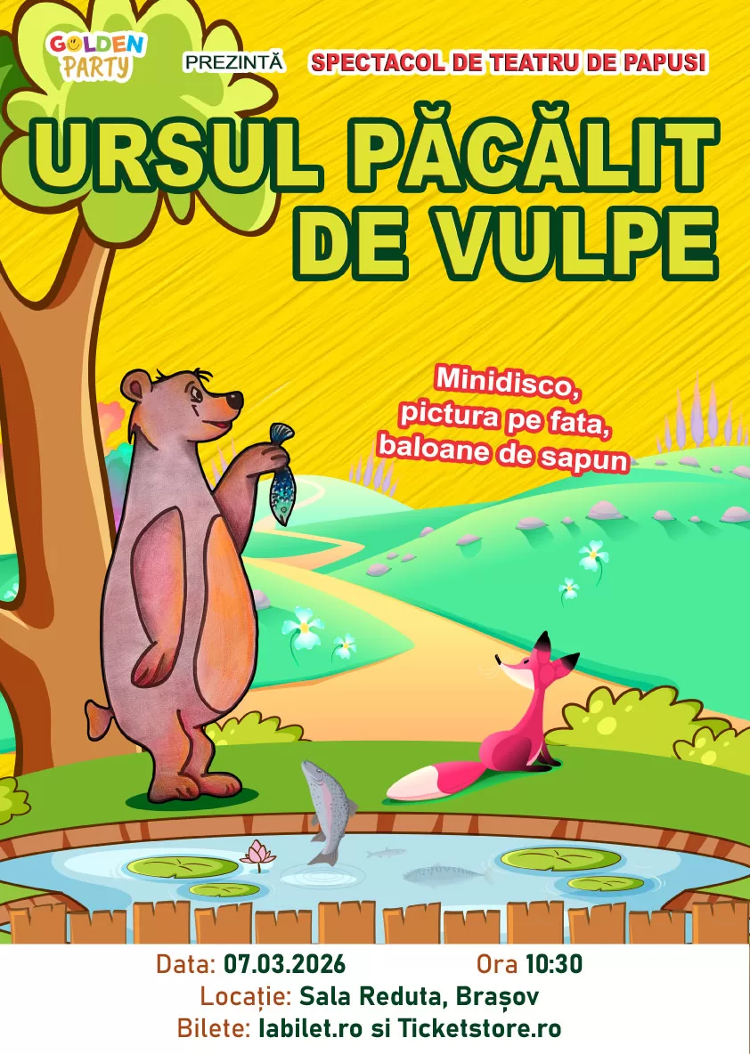 Spectacol de teatru pentru copii – URSUL PĂCĂLIT DE VULPE – după Ion Creangă