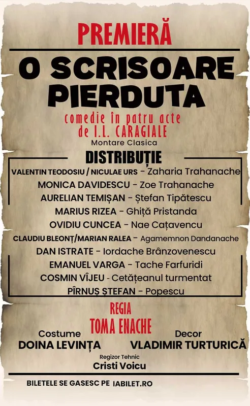 Spectacolul "O scrisoare pierdută" | I.L. Caragiale