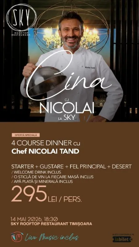 Cină cu Chef Nicolai Tand – 4 Course Dinner & Live Music