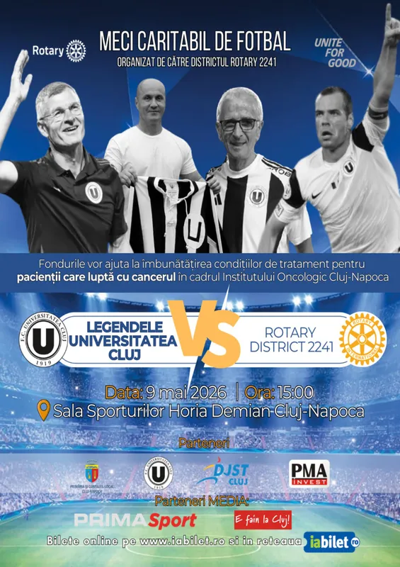 Meci de fotbal caritabil - Legendele FC Universitatea Cluj vs. Rotary District 2241