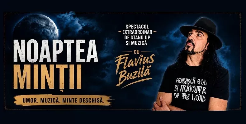 Spectacol extraordinar de stand up și muzică cu Flavius Buzilă – Noaptea minții