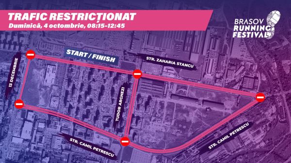 Restricții de trafic în Brașov, între 2-4 octombrie 2026 | Brașov Running Festival