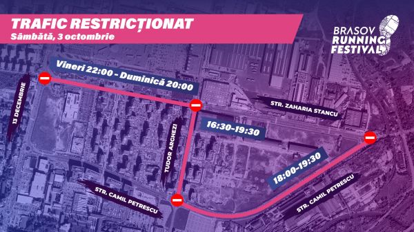 Restricții de trafic în Brașov, între 2-4 octombrie 2026 | Brașov Running Festival