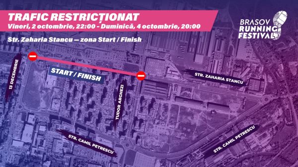 Restricții de trafic în Brașov, între 2-4 octombrie 2026 | Brașov Running Festival
